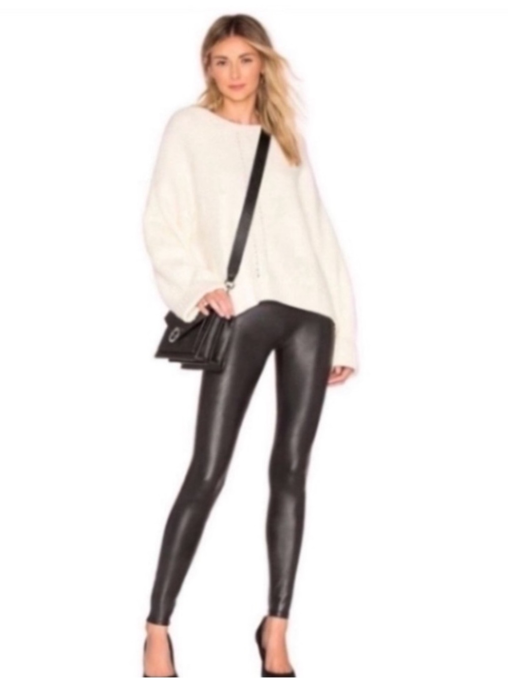NWT Spanx Faux Leather Black Leggings Size 1X.
